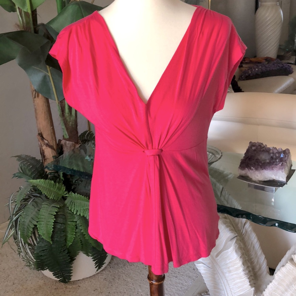 SZ S PINK V NECK TOP SHORT SLEEVE NWOT GEORGE
